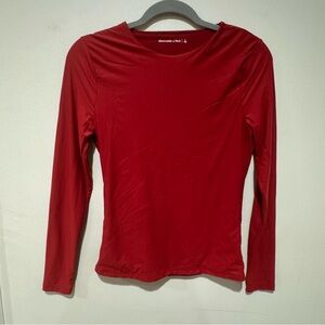 Abercrombie & Fitch Red Long Sleeve Shirt Size: L